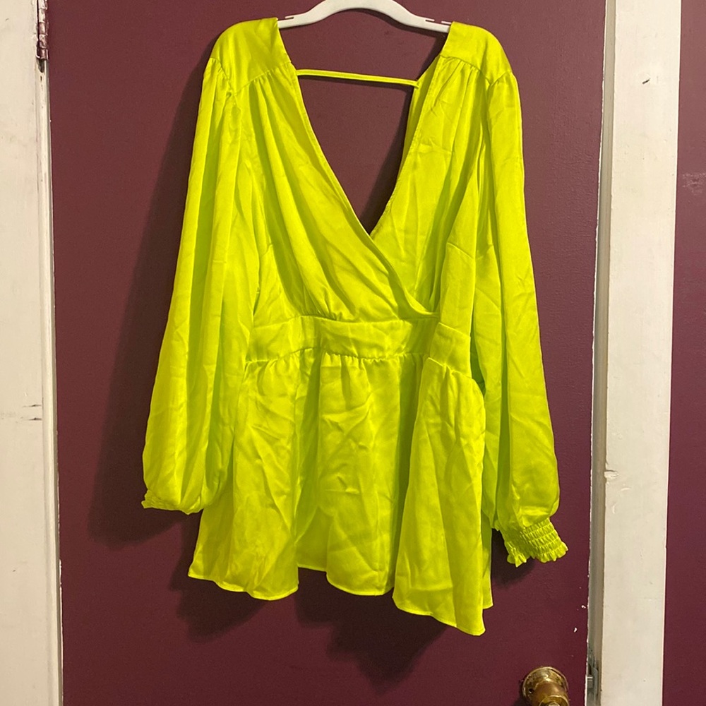 Satin Surplice Tie Cut Out Blouse